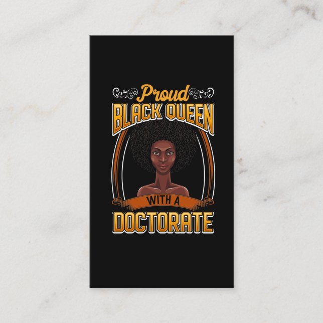 Carte De Visite Diplôme de doctorat d'une femme noire fière (Devant)