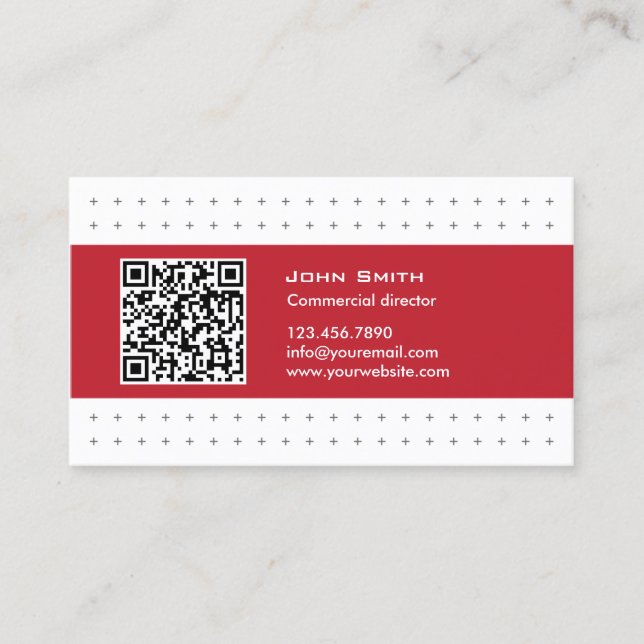 Carte De Visite Directeur commercial du code QR moderne (Devant)
