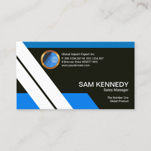 Carte De Visite Directeur commercial futuriste Blue White Stripes