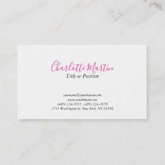 Carte De Visite Directeur Consultant Chef Blanc Rose Professionnel