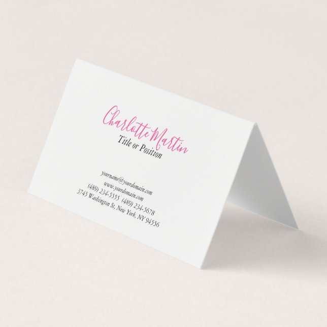 Carte De Visite Directeur Consultant Chef Blanc Rose Professionnel (Devant)