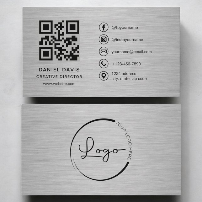 Carte De Visite Directeur de création Code QR Métal (Créateur téléchargé)
