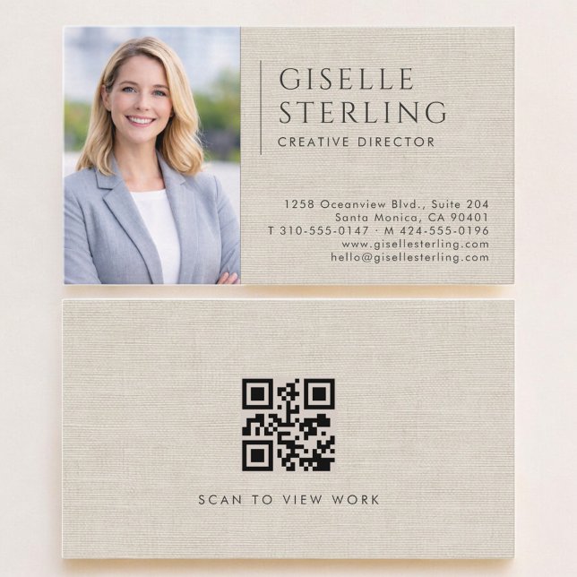 Carte De Visite Directeur de création Code QR Photo Lin (Créateur téléchargé)