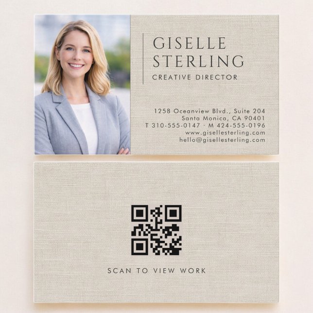Carte De Visite Directeur de création Code QR Photo Lin (Créateur téléchargé)