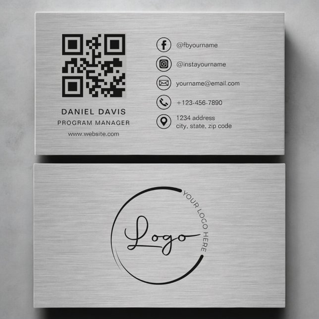 Carte De Visite Directeur de programme Code QR métallique (Créateur téléchargé)