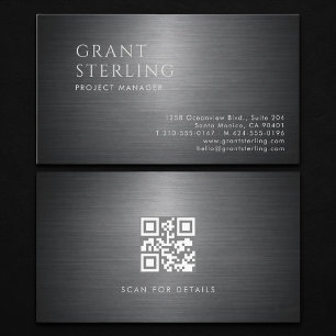 Carte De Visite Directeur de Projet Code QR Métallique