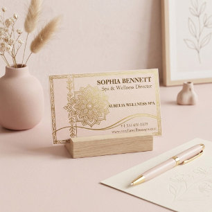 Carte De Visite Directeur de Spa Wellness Faux Or Luxe Rose Pâle