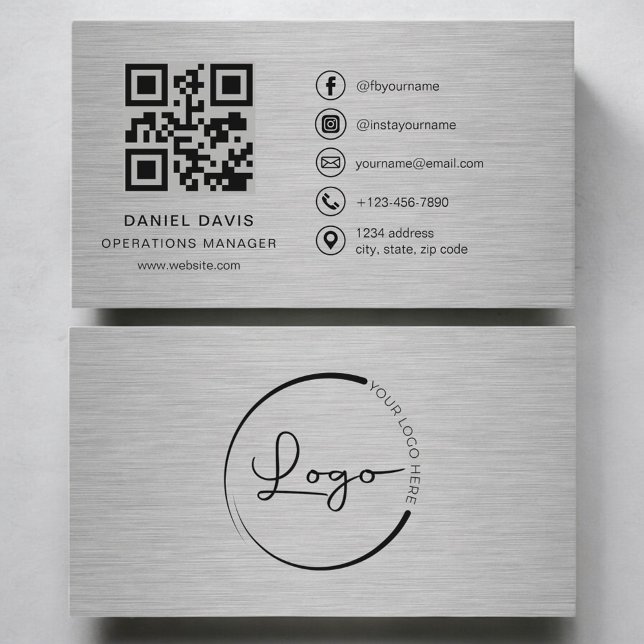 Carte De Visite Directeur des opérations Code QR Métal (Créateur téléchargé)