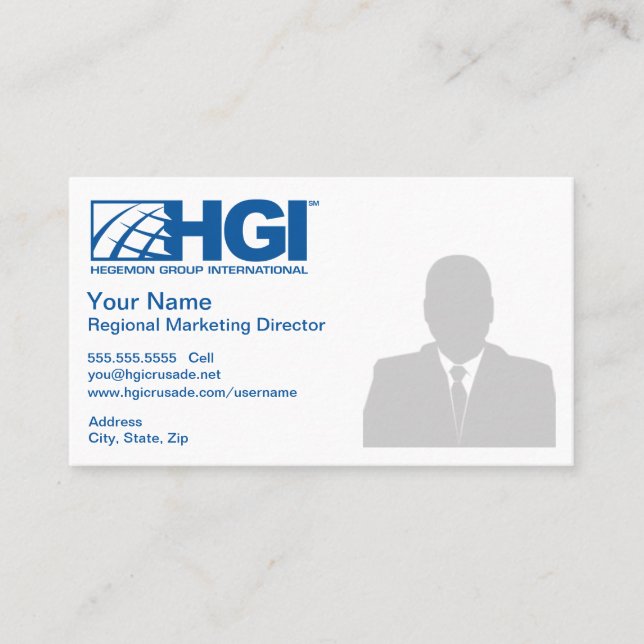Carte De Visite Directeur du marketing régional de HGI (photo) (Devant)