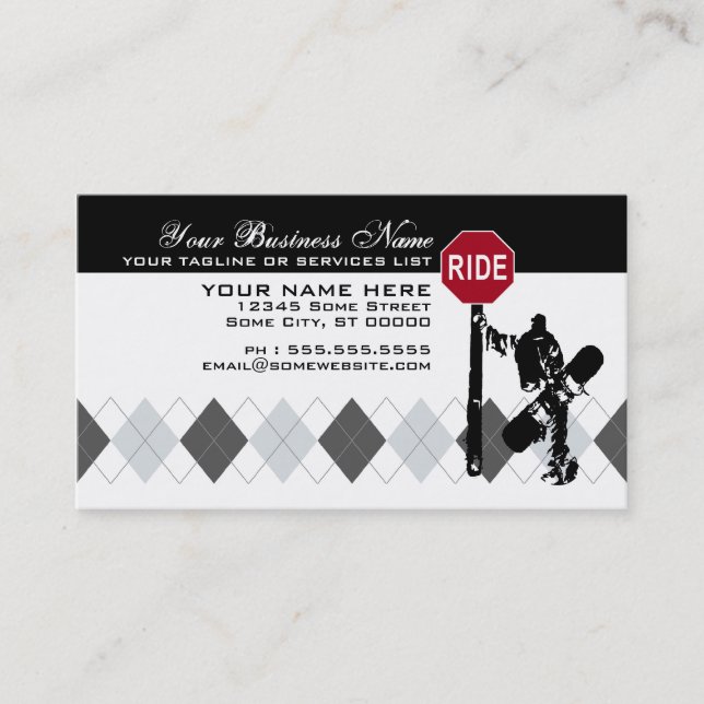 Carte De Visite directions de surf des neiges… ? (Devant)