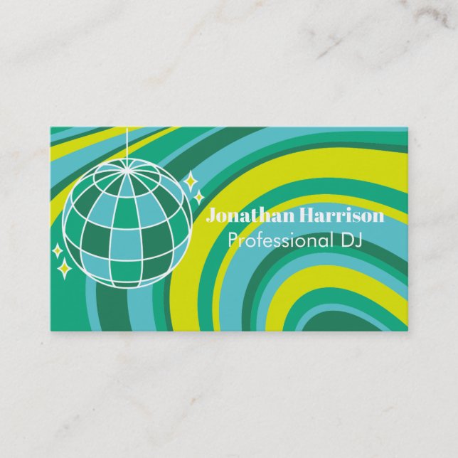 Carte De Visite Disco Ball DJ Retro Super Wave Green (Devant)