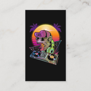 Carte De Visite Disco Cat DJ Vaporwave 80s 90s Techno Music Lover