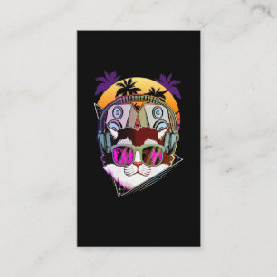 Carte De Visite Disco Cat DJ Vaporwave Music Lover