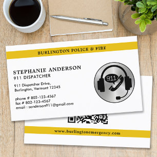 Carte De Visite Dispatch personnalisé - Ligne or fine - Logo 911 -