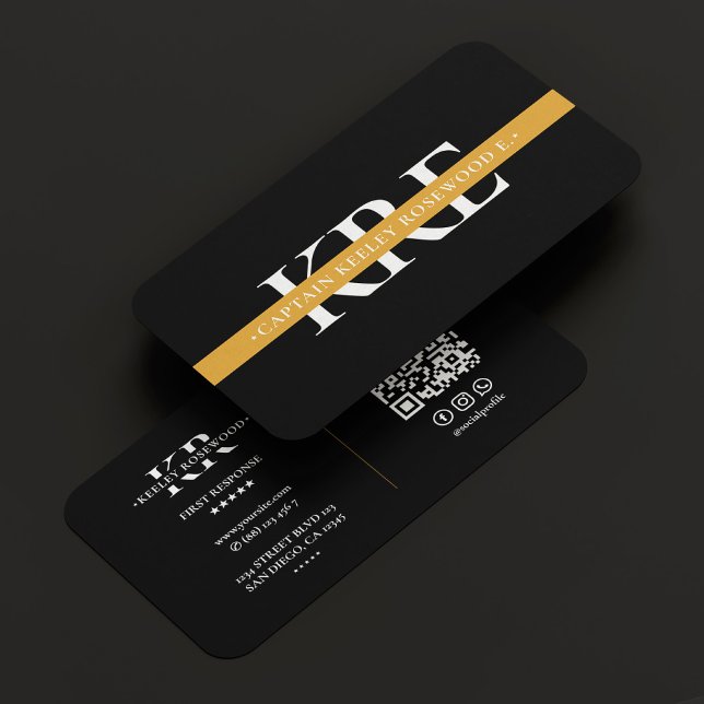 Carte De Visite Dispatcher à ligne jaune mince Secourt moderne (Thin Yellow Gold Line Dispatcher Rescue Modern Business Card
)