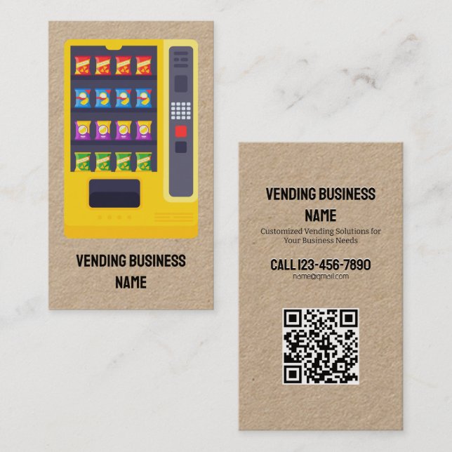 Carte De Visite Distributeur automatique personnalisé QR Kraft (Devant / Derrière)