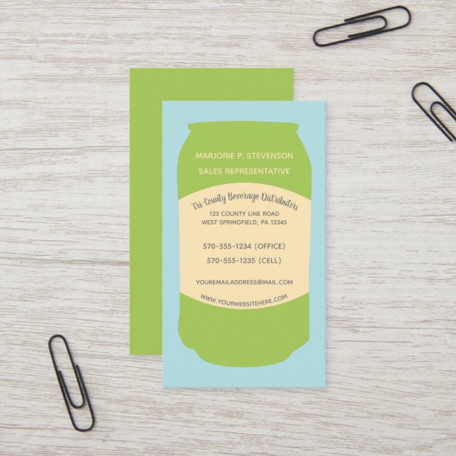 Carte De Visite Distributeur de boissons L'aluminium peut être per (Devant/Arrière en situation)