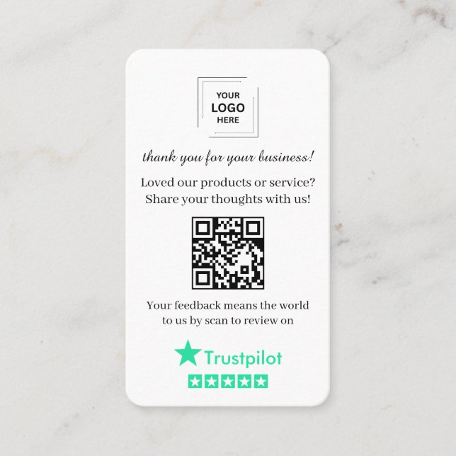 Carte De Visite Distribution de révision QR Trustpilot Style d'ent (Devant)