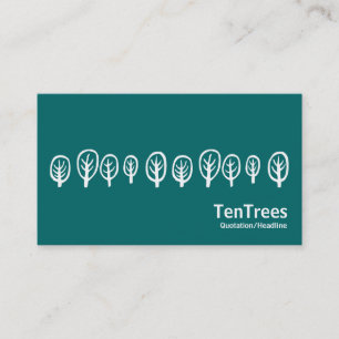 Carte De Visite Dix arbres - Blanc sur Turquoise