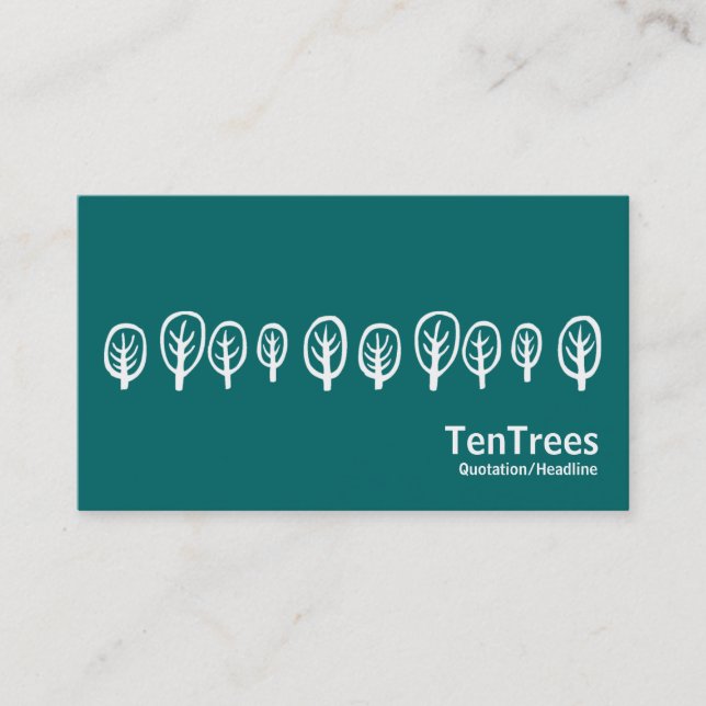 Carte De Visite Dix arbres - Blanc sur Turquoise (Devant)