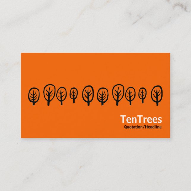 Carte De Visite Dix arbres - Noir et Blanc sur Orange (Devant)