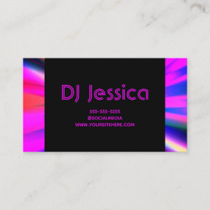 Carte De Visite DJ Abstrait Hot Pink Neon Lights Night Club