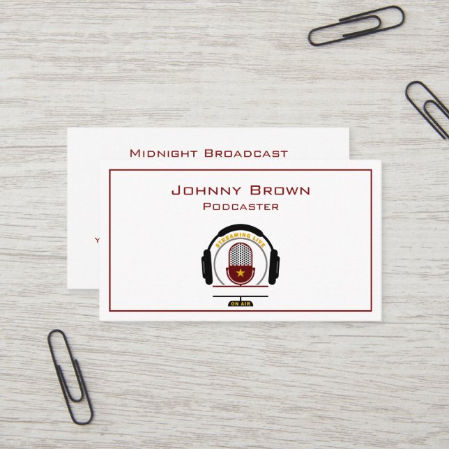 Carte de visite DJ animateur de podcast (Devant/Arrière en situation)