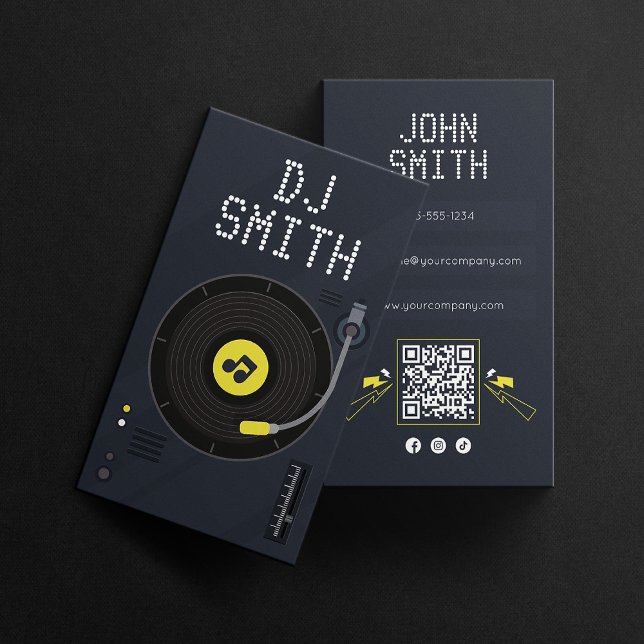 Carte De Visite DJ Chanteur Disque Vinyle Deejay Musique Code QR M (Créateur téléchargé)