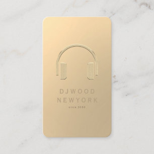 Carte De Visite DJ Cool Gold Foil Faux Headphone