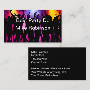 Carte De Visite DJ de musique à louer Danseurs de fête colorés