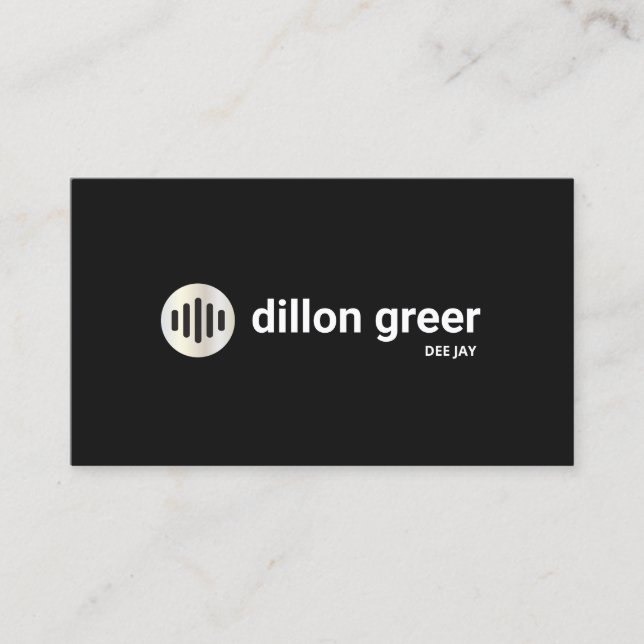 Carte De Visite DJ de musique Black Moderne (Devant)