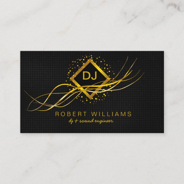 Carte De Visite DJ Deejay Professional Gold Faux Professeur de mus (Devant)