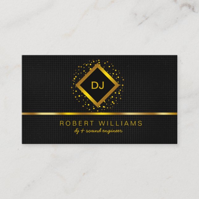 Carte De Visite DJ Deejay Professional Gold Faux Professeur de mus (Devant)