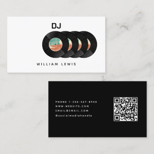 Carte De Visite DJ Deejay Retro Vinyl Record QR Code