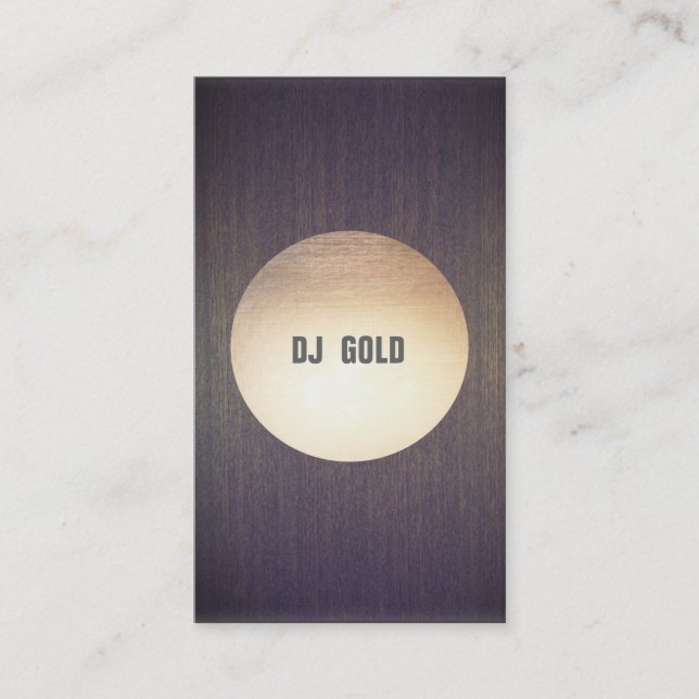 Carte De Visite DJ Faux Gold Leaf Circle Wood Music (Devant)