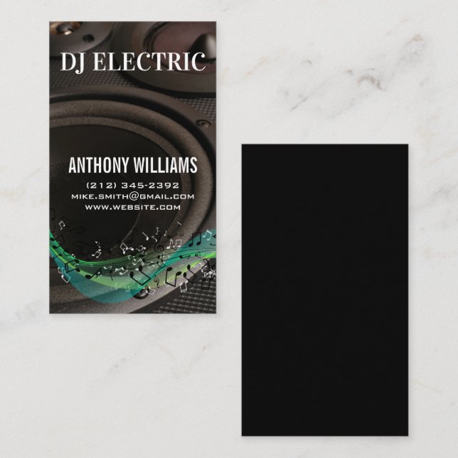 Carte De Visite DJ | Haut-parleurs | Ingénieur du son (Devant / Derrière)
