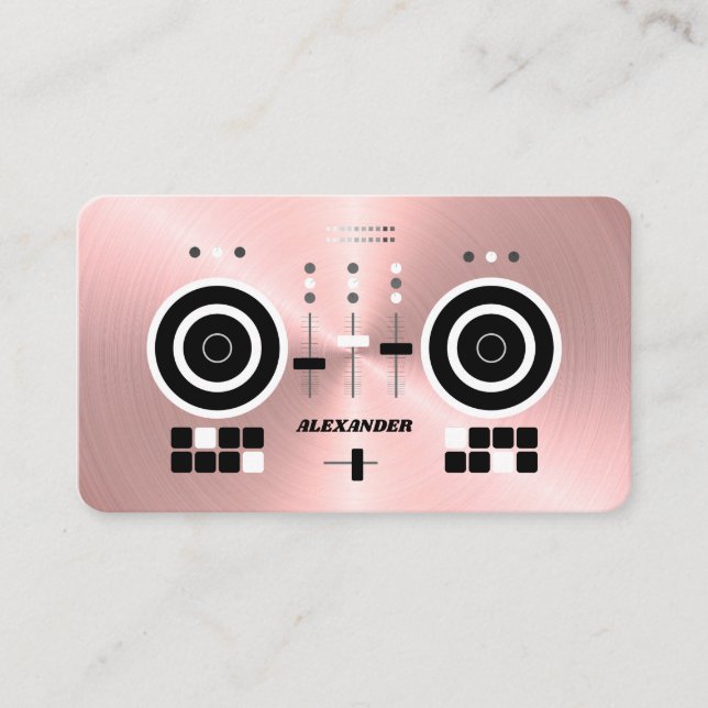 Carte De Visite DJ Modern Rose Gold-Tone Faux 2019 (Devant)