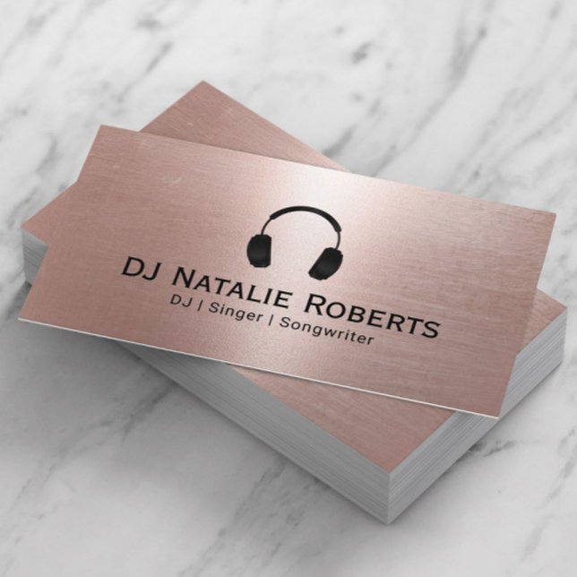 Carte De Visite DJ Music Deejay Modern Blush Rose Gold (Créateur téléchargé)