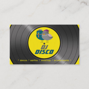 Carte De Visite DJ Musique Disco Vinyle Rétro Couple d'Oiseaux Chi
