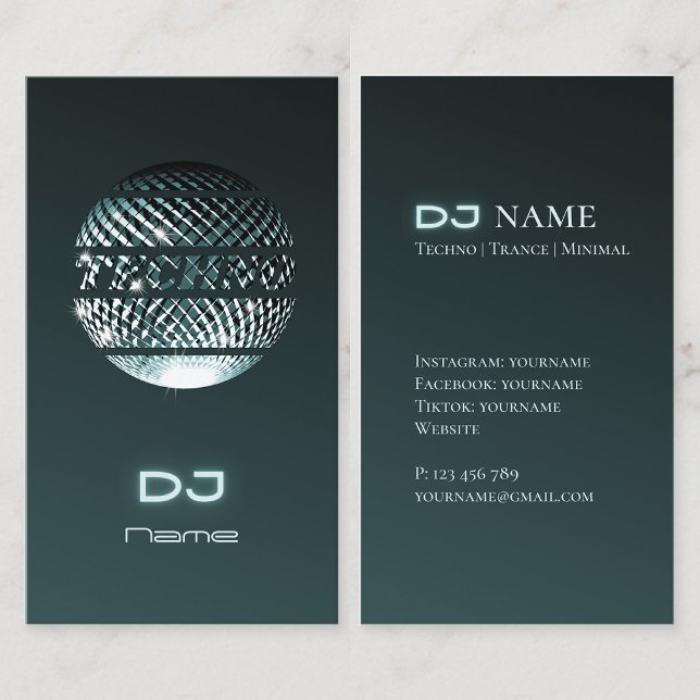 Carte de visite DJ musique Techno (Créateur téléchargé)