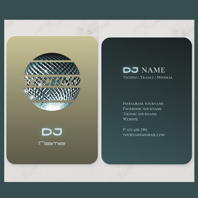 Carte de visite DJ musique Techno (Créateur téléchargé)