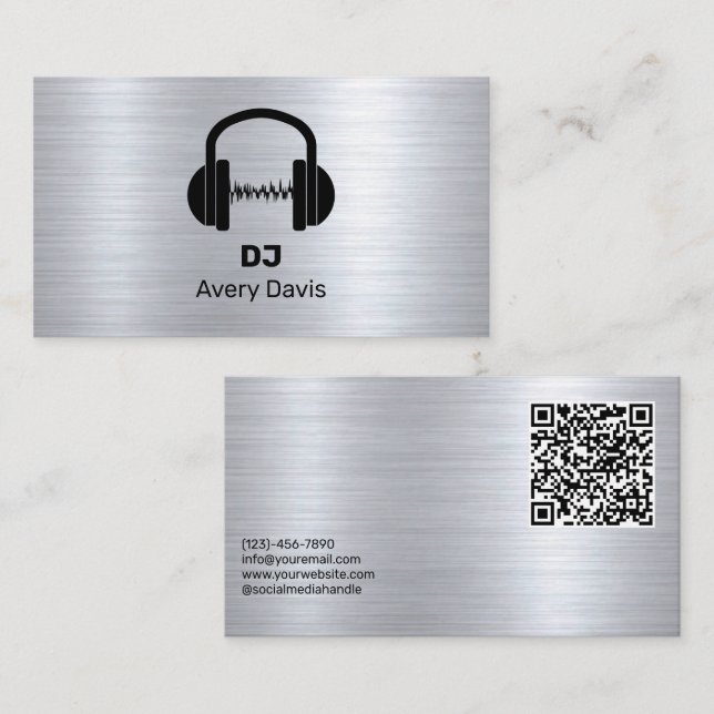 Carte De Visite DJ professionnel de musique moderne Deejay Beat (Devant / Derrière)