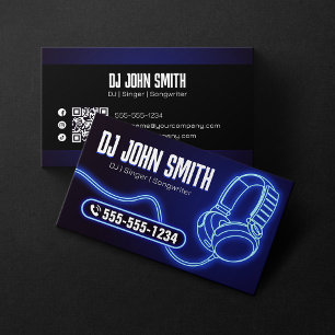 Carte De Visite Djs Chanteur Compositeur Casque Néon Musique Produ