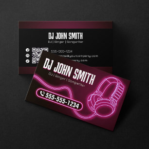 Carte De Visite Djs Singer Songwriter Casque Neon Music Produire