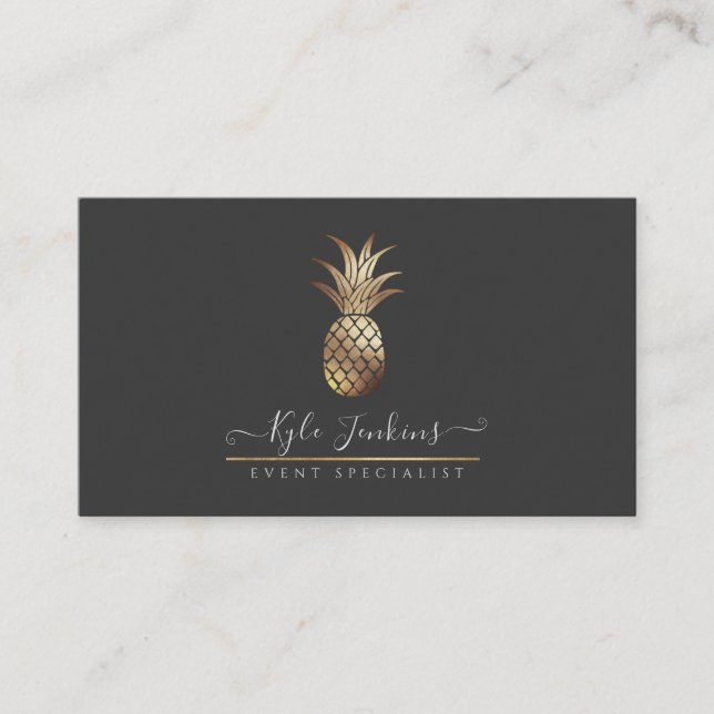 CARTE DE VISITE DO-IT-YOURSELF ARRIÈRE - PLAN FAUX GOLD PINEAPPLES (Devant)