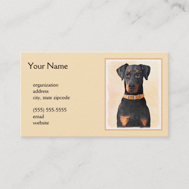 Carte De Visite Doberman Pinscher Peinture non découpée Art origin (Devant)