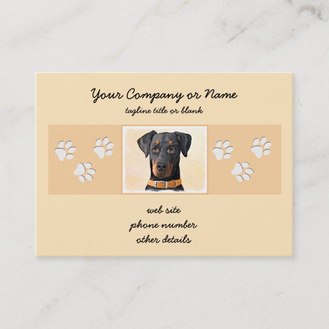 Carte De Visite Doberman Pinscher Peinture non découpée Art origin (Devant)