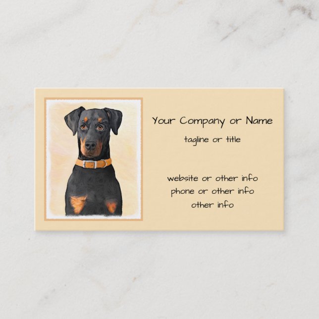 Carte De Visite Doberman Pinscher Peinture non découpée Art origin (Devant)