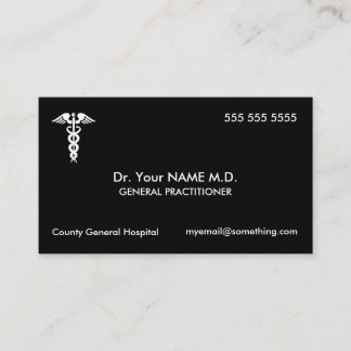 Carte De Visite Docteur Caduceus Black