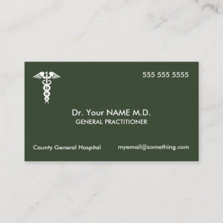 Carte De Visite Docteur Caduceus Green